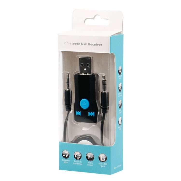 BC07 Mini Brushed Texture USB Bluetooth Receiver MP3 Player SD/TF Card Reader with Microphone & Audio Cable, Support Handsfree & AUX Output & 32GB Micro SD / TF Card & Two-sided USB Port Connecting