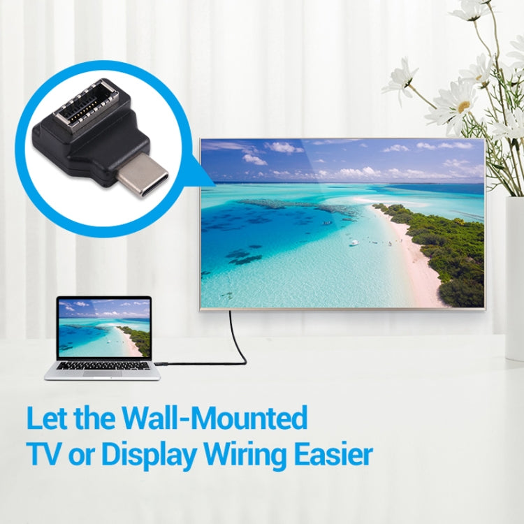 Type-E Female 90 Degrees Elbow to USB-C / Type-C Male Computer Host Adapter