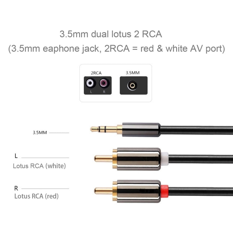 3m Gold Plated 3.5mm Jack to 2 x RCA Male Stereo Audio Cable