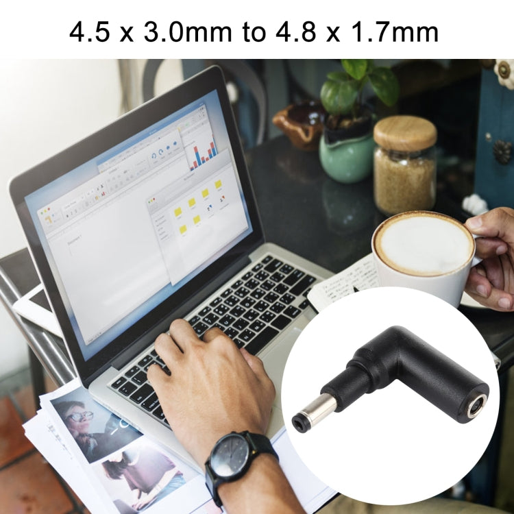 10 PCS 4.5 x 3.0mm Female to 4.8 x 1.7mm Male Plug Elbow Adapter Connector