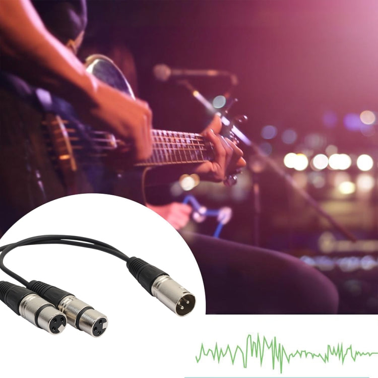 30cm 3 Pin XLR CANNON 1 Male to 2 Female Audio Connector Adapter Cable for Microphone / Audio Equipment