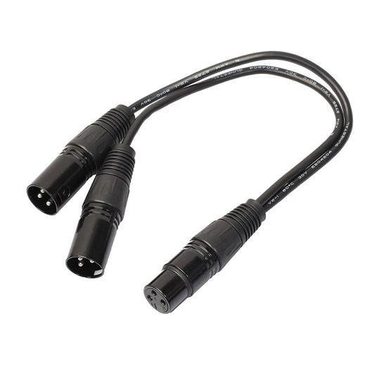 30cm 3 Pin XLR CANNON 1 Female to 2 Male Audio Connector Adapter Cable for Microphone / Audio Equipment