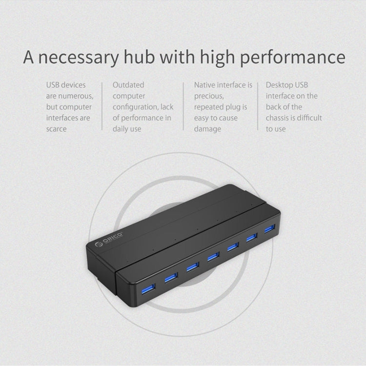 ORICO H7928-U3 ABS Material Desktop 7 Ports USB 3.0 HUB with 1m Cable