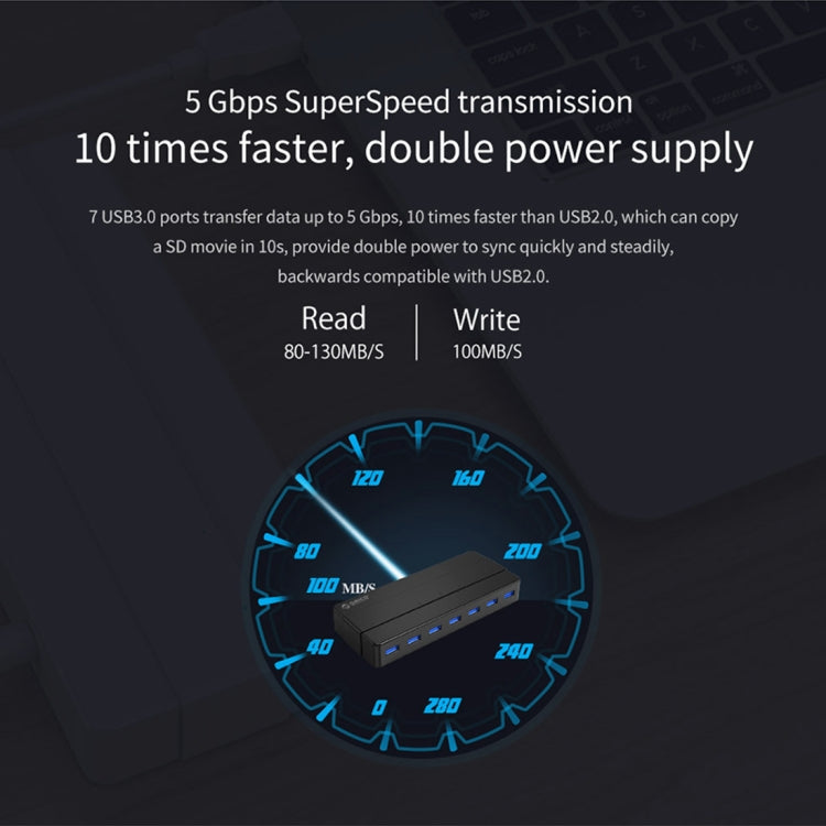 ORICO H7928-U3 ABS Material Desktop 7 Ports USB 3.0 HUB with 1m Cable