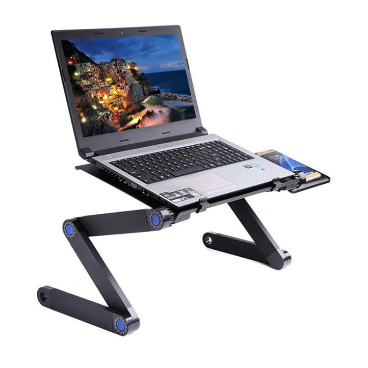 Portable 360 Degree Adjustable Foldable Aluminium Alloy Desk Stand with Double CPU Fans & Mouse Pad for Laptop / Notebook