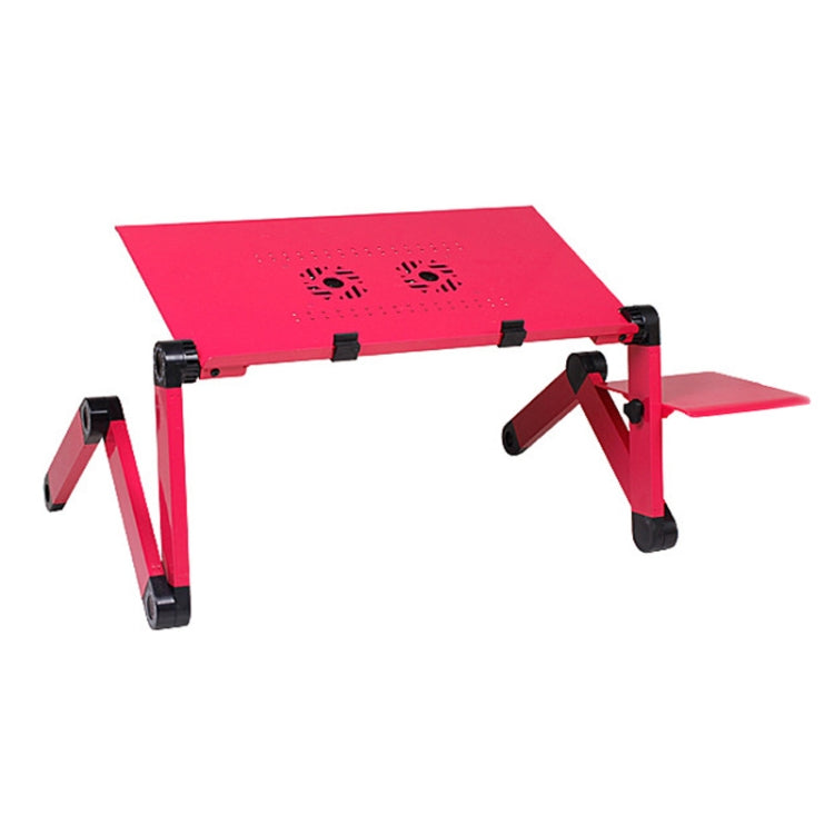 Portable 360 Degree Adjustable Foldable Aluminium Alloy Desk Stand with Double CPU Fans & Mouse Pad for Laptop / Notebook, Desk Size: 480mm x 260mm, 480 x 260mm