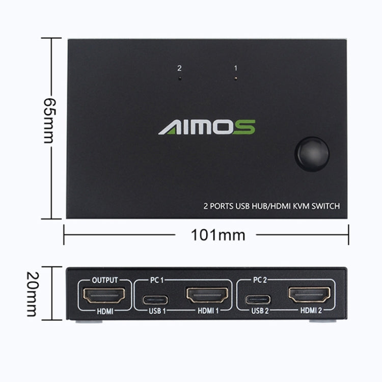 AIMOS AM-KVM201CC 2 Ports USB HUB HDMI KVM Switch without Extension Cable