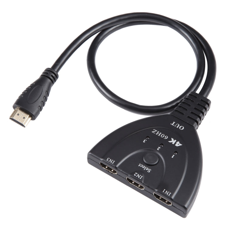 3 x 1 4K 60Hz HDMI Switcher with Pigtail HDMI Cable