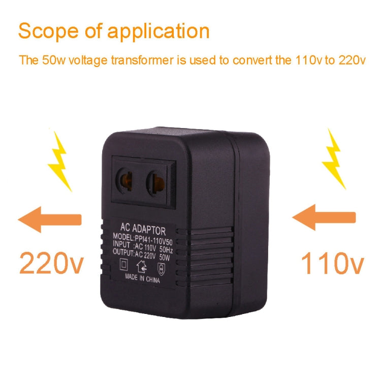 110V to 220V 50W AC Power Socket Adapter,  EU/US Plug to US Plug