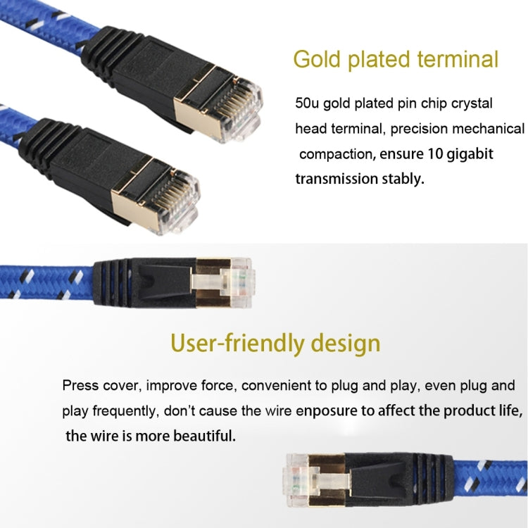 3m Gold Plated CAT-7 10 Gigabit Ethernet Ultra Flat Patch Cable for Modem Router LAN Network, Built with Shielded RJ45 Connector