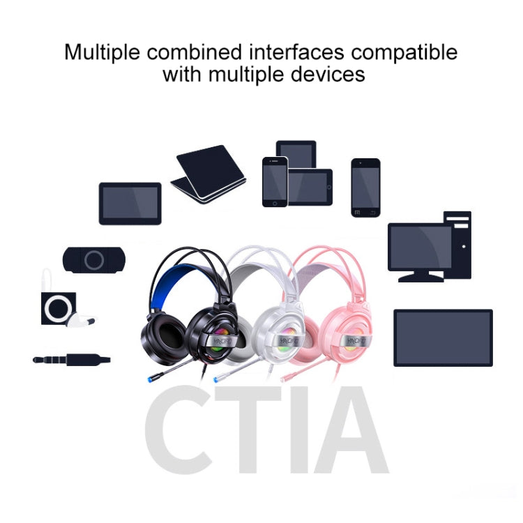 YINDIAO Q3 USB Wired E-sports Gaming Headset with Mic & RGB Light, Cable Length: 1.67m