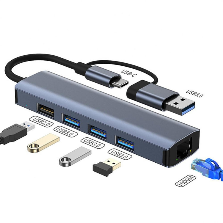 BYL-2208TU 5 in 2 USB + USB-C / Type-C to USB Multifunctional Docking Station HUB Adapter