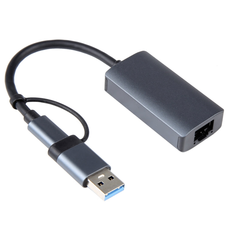 BYL-2207TU 2 in 1 USB + Type-C to RJ45 Docking Station HUB Adapter