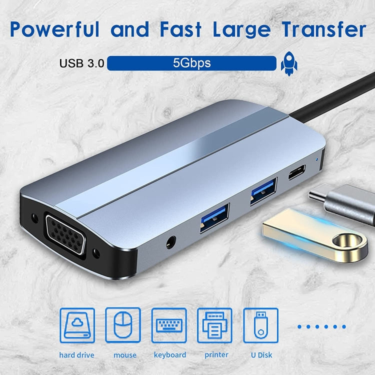 BYL-2105 8 in 1 USB-C / Type-C to USB Multifunctional Docking Station HUB Adapter