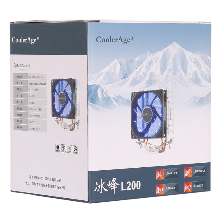 LED CPU Cooler Pure Copper Double Heat Pipe CPU Radiator CPU Fan, with Blue Light