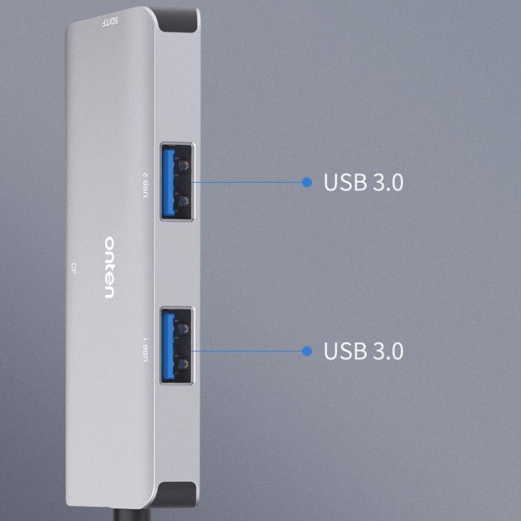 Onten 91882 5 In 1 USB3.0 x3 + SD + TF + CF Type-C / USB-C OTG Multi-function Card Reader