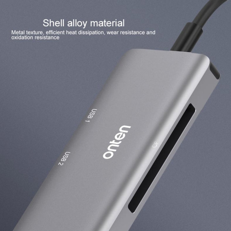 Onten 91882 5 In 1 USB3.0 x3 + SD + TF + CF Type-C / USB-C OTG Multi-function Card Reader