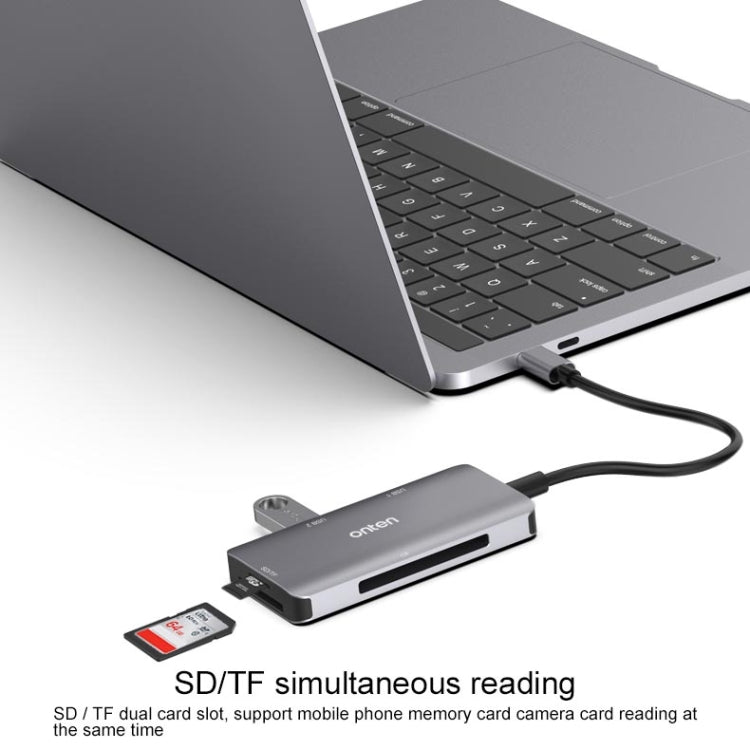 Onten 91882 5 In 1 USB3.0 x3 + SD + TF + CF Type-C / USB-C OTG Multi-function Card Reader