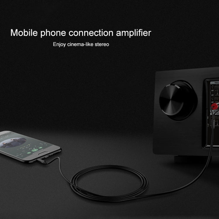 REXLIS 3635 3.5mm Male to Dual RCA Gold-plated Plug Black Cotton Braided Audio Cable for RCA Input Interface Active Speaker, Length: 0.5m