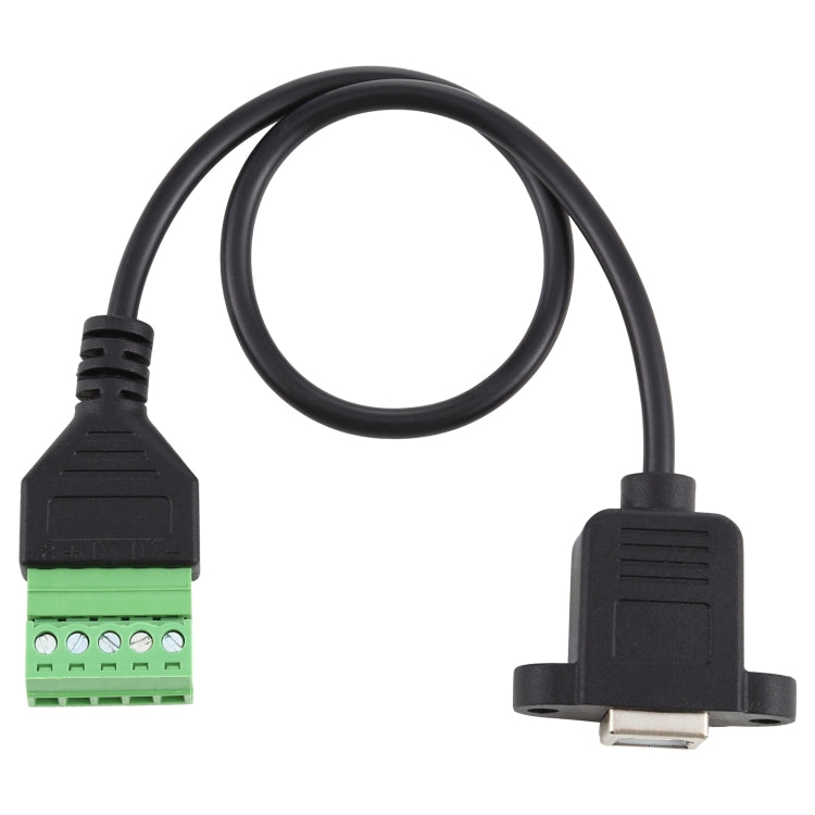 USB Type-B Female Plug to 5 Pin Pluggable Terminals Solder-free USB Connector Solderless Connection Adapter Cable, Length: 30cm