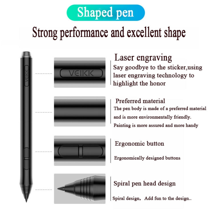 VEIKK A50 10x6 inch 5080 LPI Smart Touch Electronic Graphic Tablet, with Type-c Interface