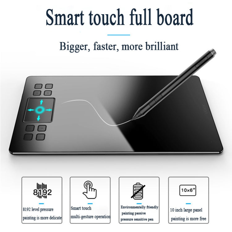 VEIKK A50 10x6 inch 5080 LPI Smart Touch Electronic Graphic Tablet, with Type-c Interface