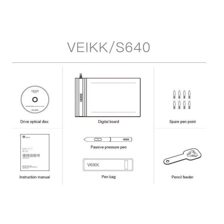 VEIKK S640 6x4 inch 5080 LPI Electronic Graphic Tablet
