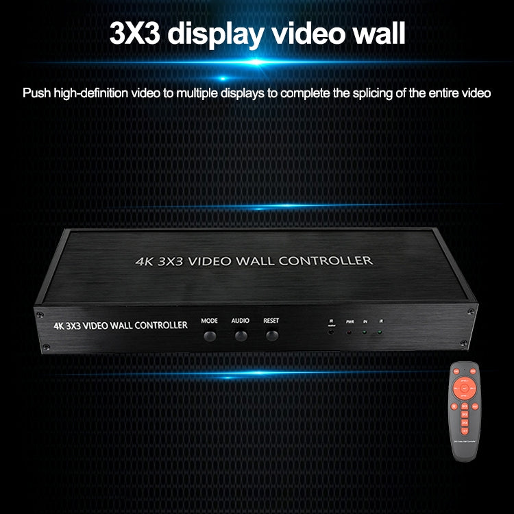 NK-BT88 4K 3X3 HDMI Video Wall Controller Multi-screen Splicing Processor with Remote Controller, EU Plug