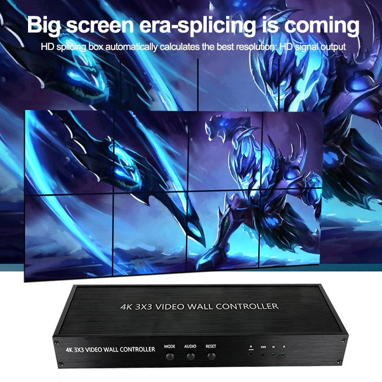 NK-BT88 4K 3X3 HDMI Video Wall Controller Multi-screen Splicing Processor with Remote Controller, EU Plug