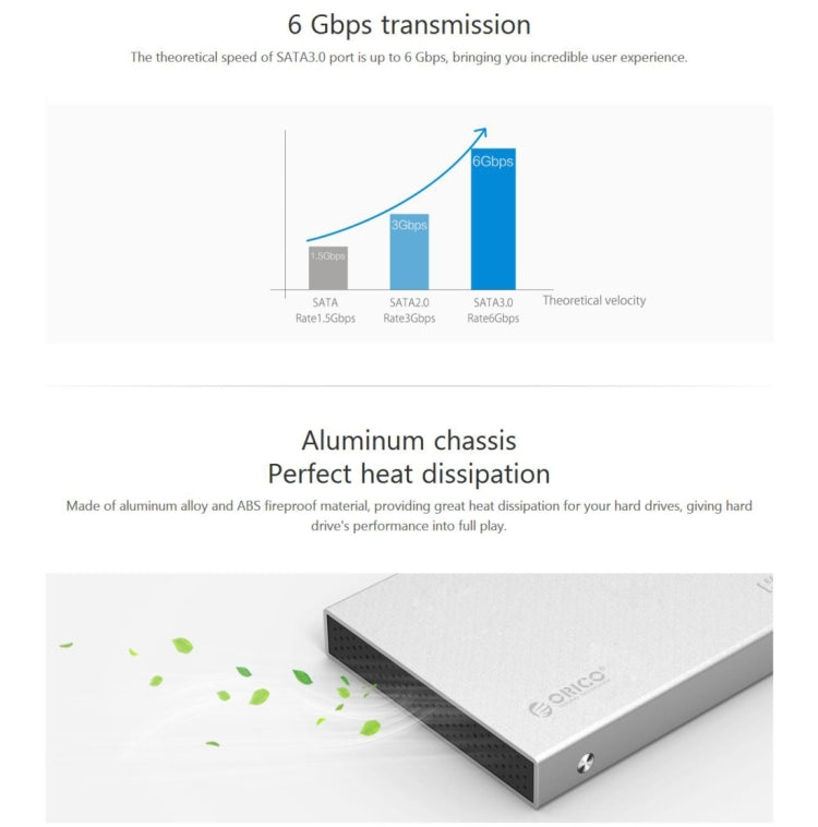 ORICO 2518S3 USB3.0 External Hard Disk Box Storage Case for 7mm & 9.5mm 2.5 inch SATA HDD / SSD