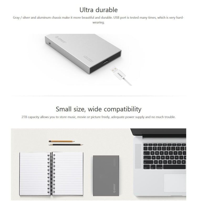 ORICO 2518S3 USB3.0 External Hard Disk Box Storage Case for 7mm & 9.5mm 2.5 inch SATA HDD / SSD
