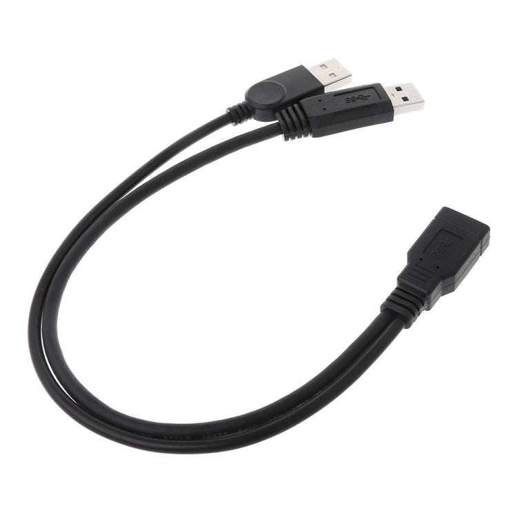 2 in 1 USB 3.0 Female to USB 2.0 + USB 3.0 Male Cable for Computer / Laptop, Length: 29cm