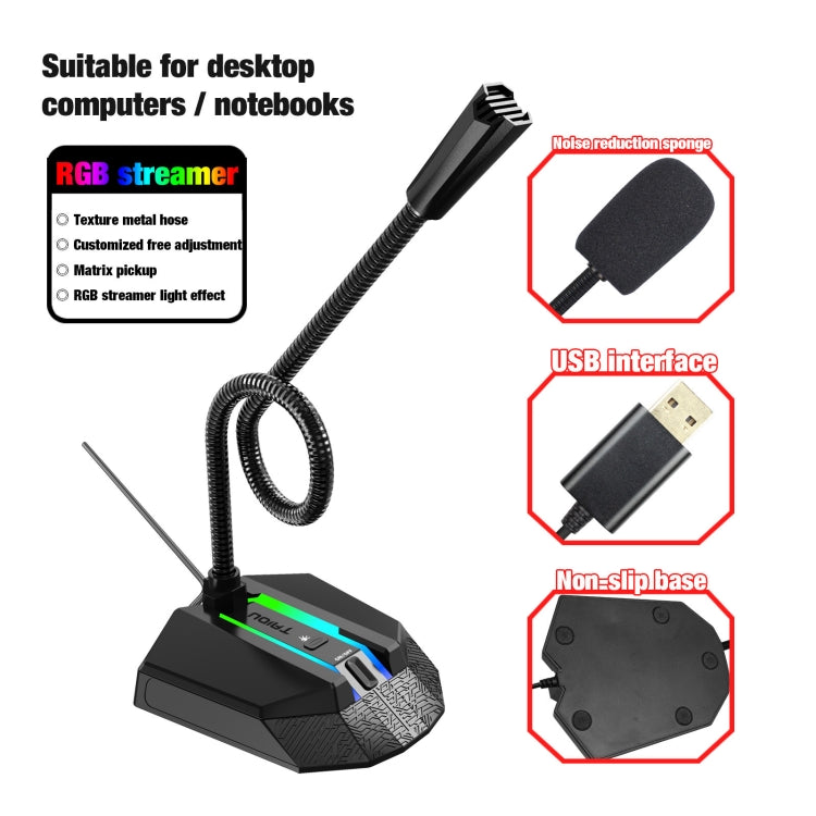 HXSJ TSP202 RGB Lighting Bendable USB Voice Chat Video Conference Microphone