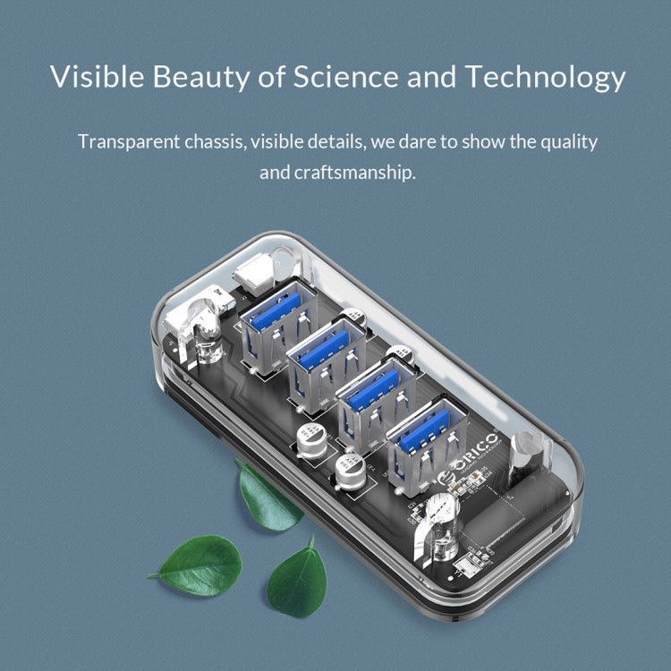 ORICO F4U 4 x USB 3.0 Ports 5Gbps Fast Transmission Desktop HUB with Blue LED Indicator Light