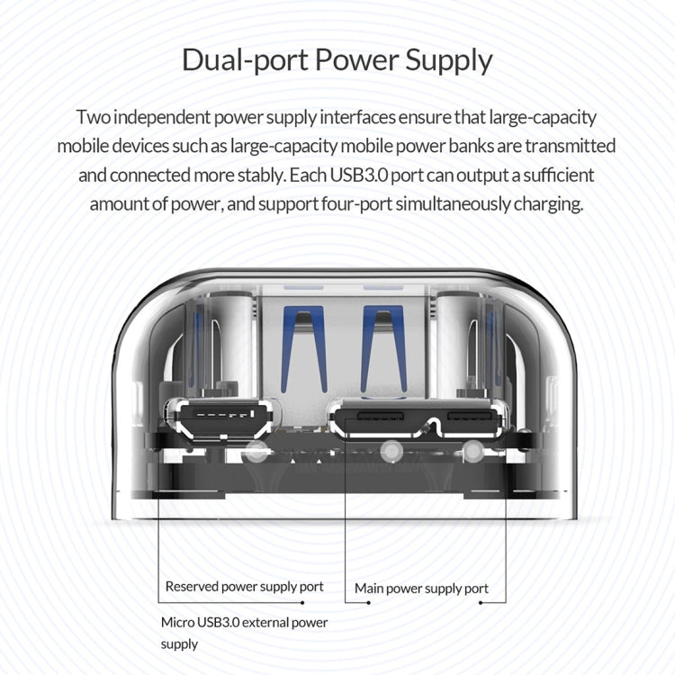 ORICO F4U 4 x USB 3.0 Ports 5Gbps Fast Transmission Desktop HUB with Blue LED Indicator Light