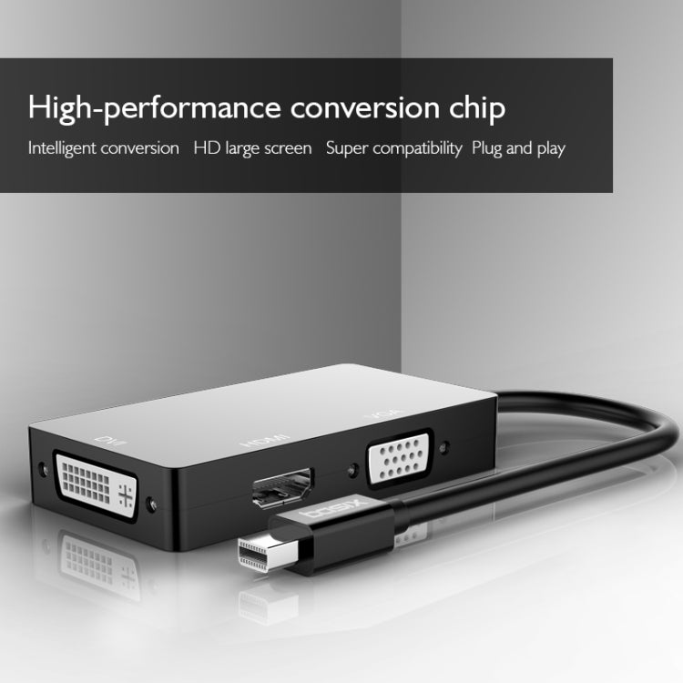 Mini DP to HDMI + DVI + VGA Rectangle Multi-function Converter, Cable Length: 28cm