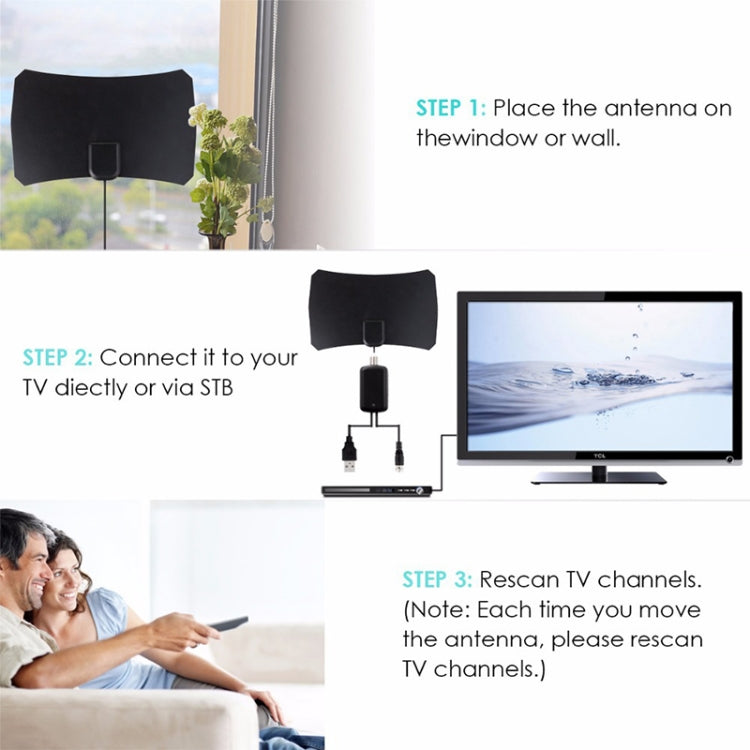 50 Miles Range 25dBi High Gain Digital Indoor HDTV Antenna with 3m Coaxial Cable