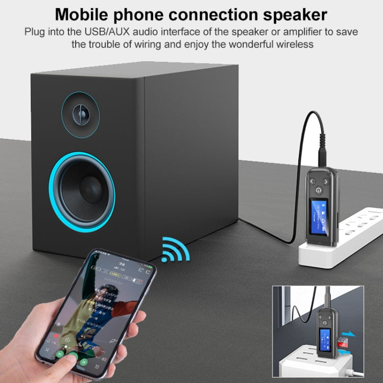 K15-Pro 2 in 1 USB Car Bluetooth 5.0 Audio Adapter Transmitter Receiver with LCD Screen