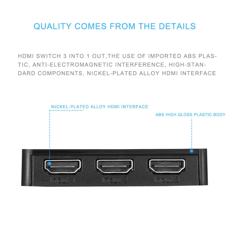 1080P 3 x 1 Ports (3 Ports Input x 1 Port Output) HDMI Switch with Remote Control
