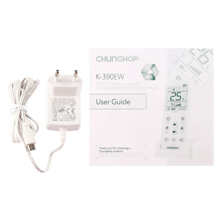CHUNGHOP K-390EW WiFi Smart Universal Air Conditioner A/C Remote Control with Backlight & LED Light & Base, Support 2G / 3G / 4G / WiFi Network, EU Plug
