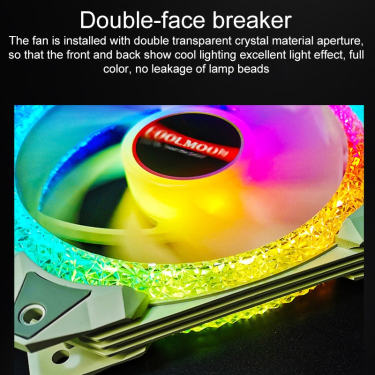 COOLMOON AS2 PWM Controlled Cooling Fan 12CM Dual-aperture Computer Water Cooling ARGB Chassis Fan