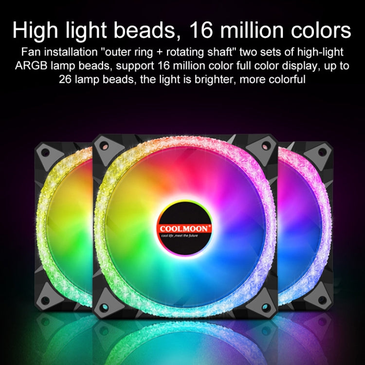 COOLMOON AS2 PWM Controlled Cooling Fan 12CM Dual-aperture Computer Water Cooling ARGB Chassis Fan