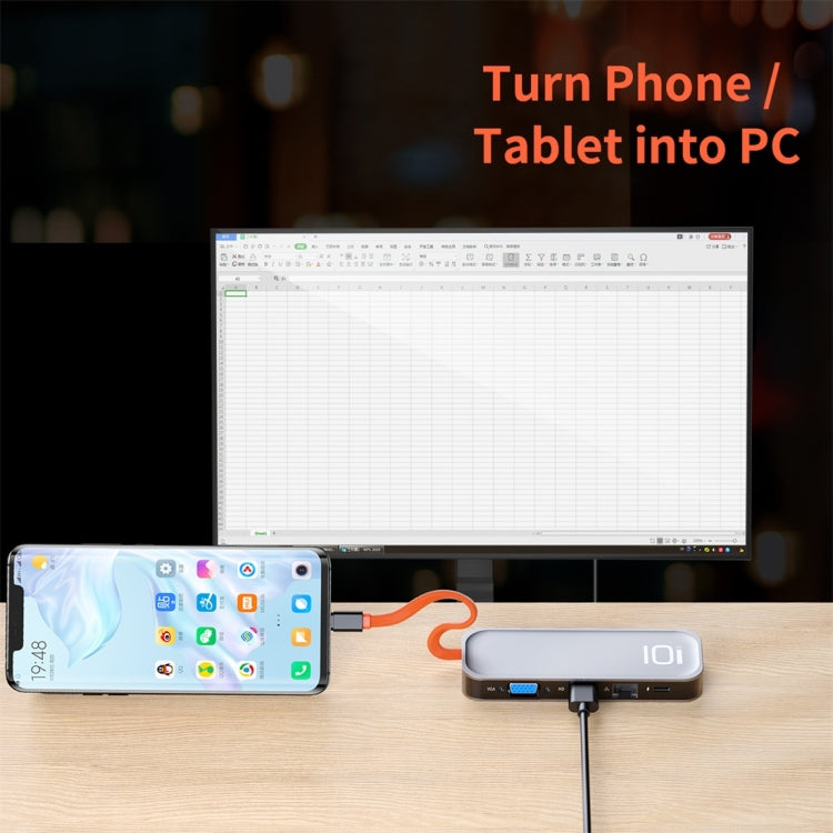 ROCK TR01 10 In 1 Type-C / USB-C to HDMI + VGA Multifunctional Extension HUB Adapter