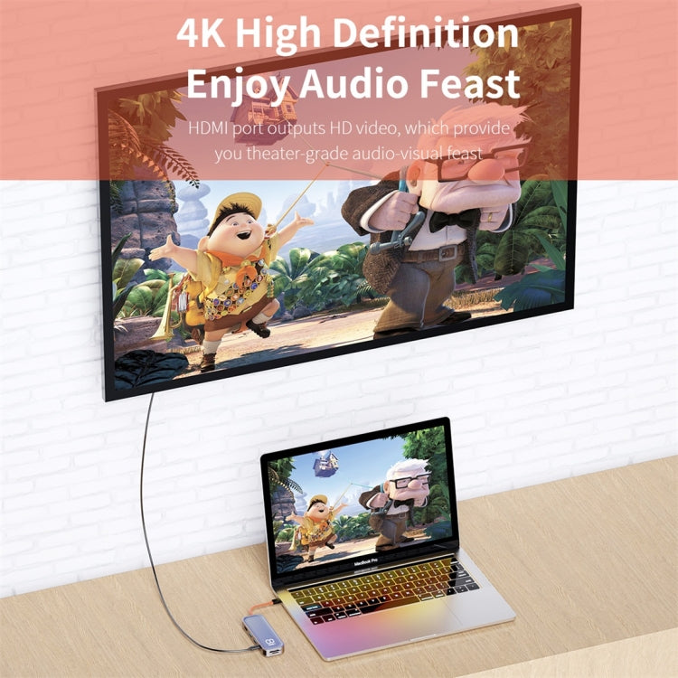 ROCK TR03 8 In 1 Type-C / USB-C to HDMI Multifunctional Extension HUB Adapter