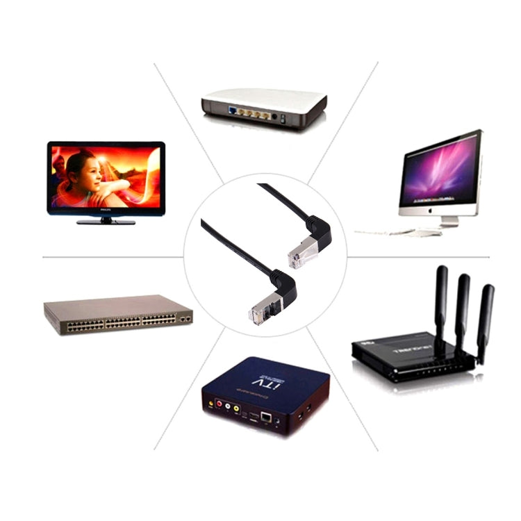 40cm RJ45 Male Bent Upward to RJ45 Male Bent Down Network LAN Cable