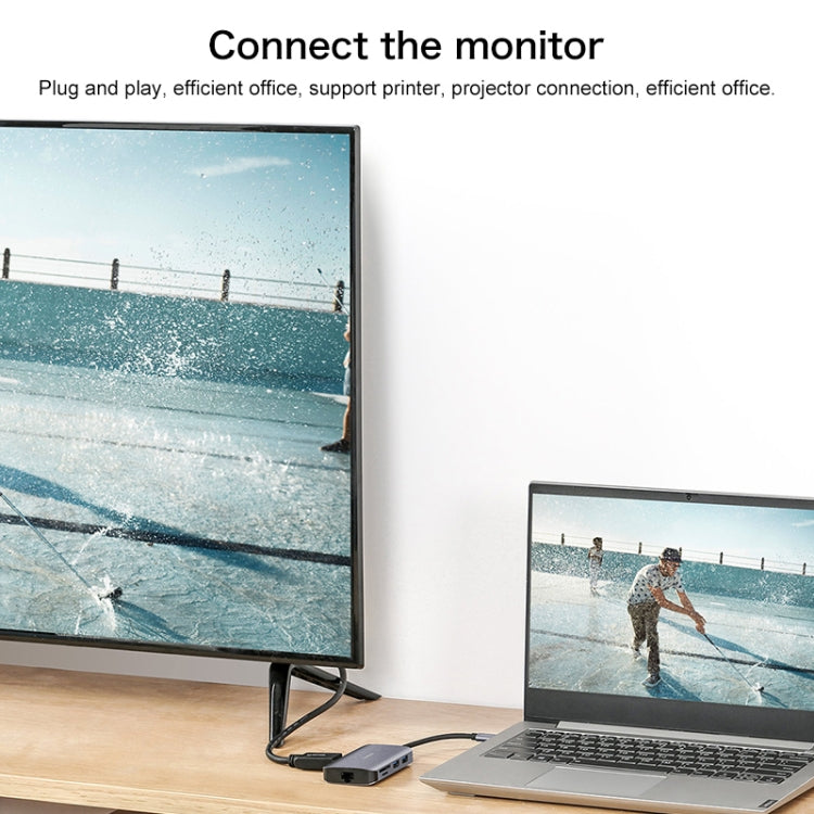 Lenovo F1-C08 8 In 1 Type-C / USB-C to HDMI Multi-function Converter Hub