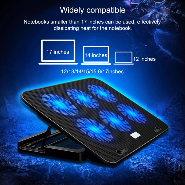 ICE COOREL Notebook Computer Base Speed Control Silent Six-fan Cooling Holder Cooling Rack, Style: Flagship