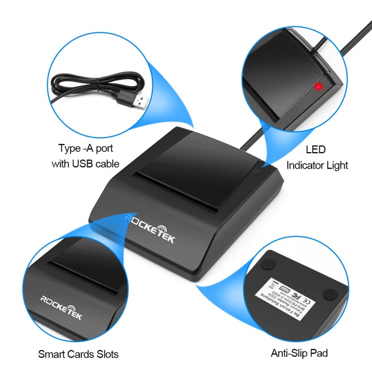 ROCKETEK RT-SCR4 CAC IC SIM Chip Smart Card Reader