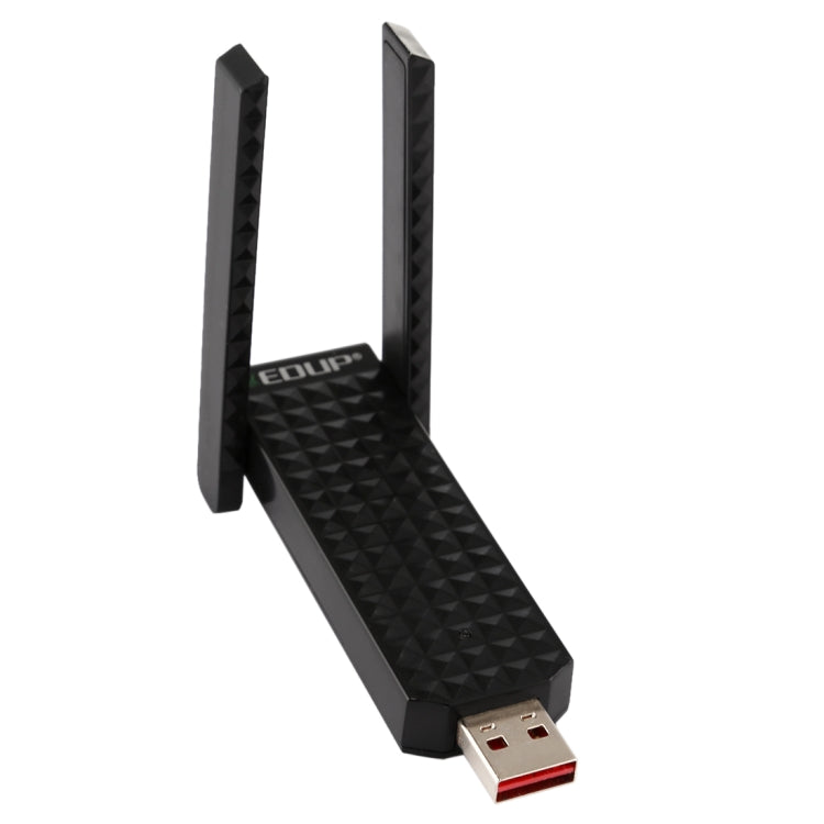 EDUP EP-AC1625 600Mbps 2.4G / 5.8GHz Dual Band Wireless 11AC USB 2.0 Adapter Network Card with 2 Antennas for Laptop / PC