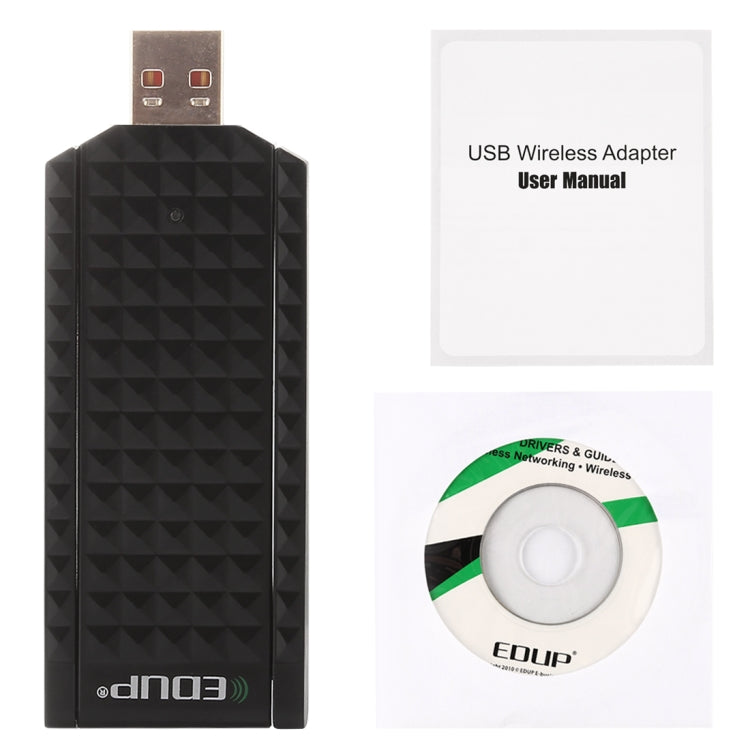 EDUP EP-AC1625 600Mbps 2.4G / 5.8GHz Dual Band Wireless 11AC USB 2.0 Adapter Network Card with 2 Antennas for Laptop / PC